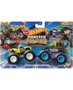 Комплект бъгита Hot Wheels Monster Trucks - Totaled & Crate Danger, 1:64